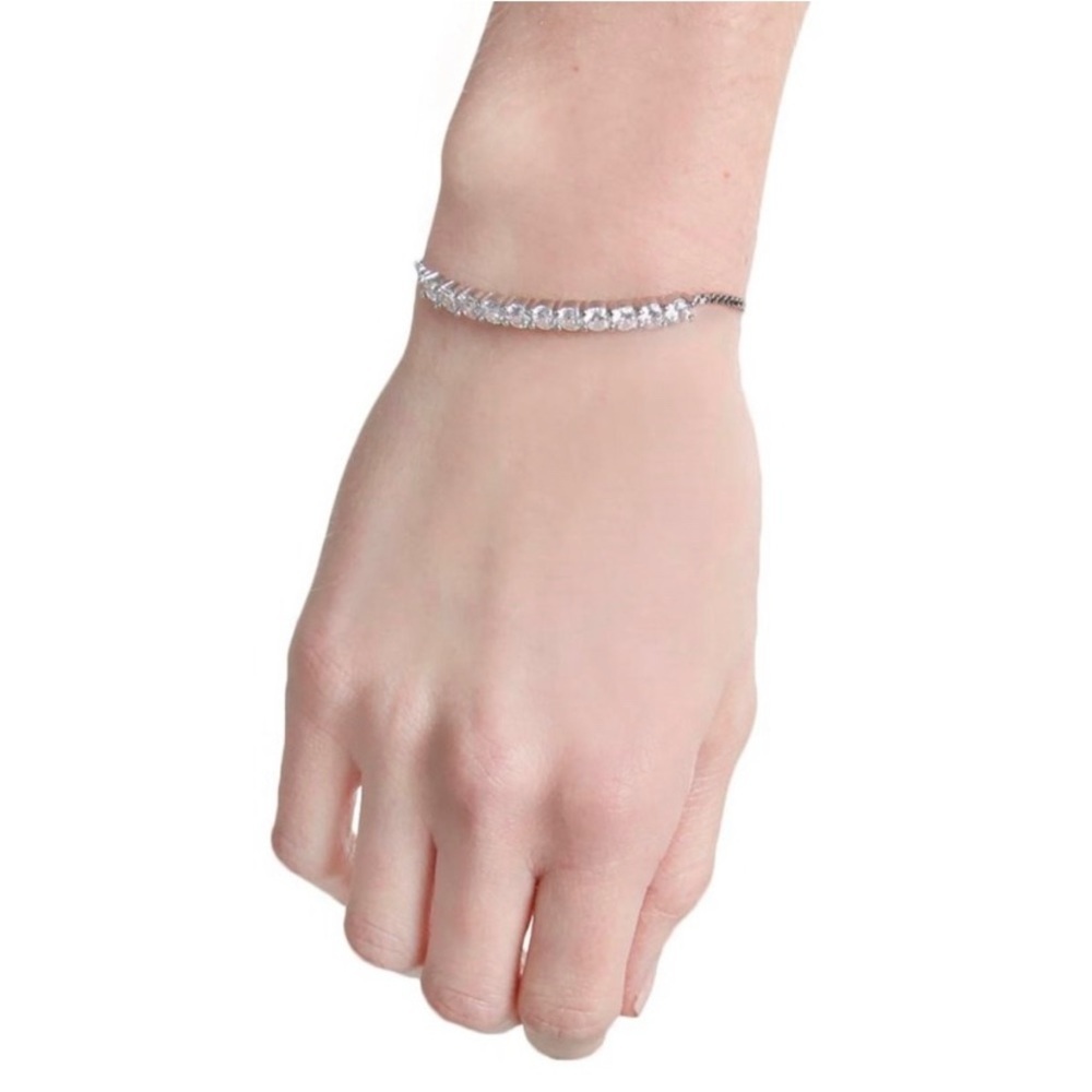 NWT CZ by Kenneth Jay Lane Silver Round Chain Bracelet